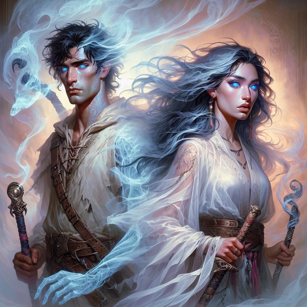 Ethereal Adventurers in Haunting D&D Setting