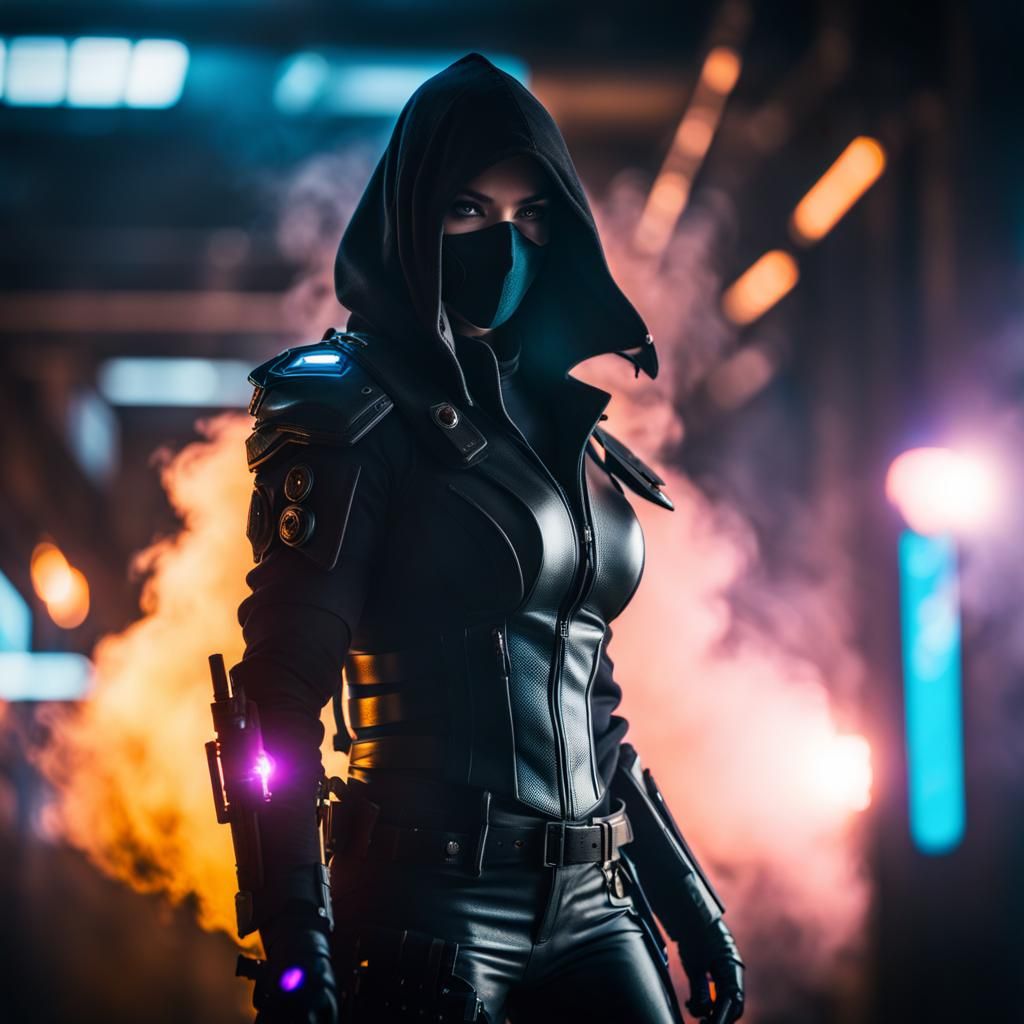 Cyberpunk Shadow Assassin with Electric Daggers