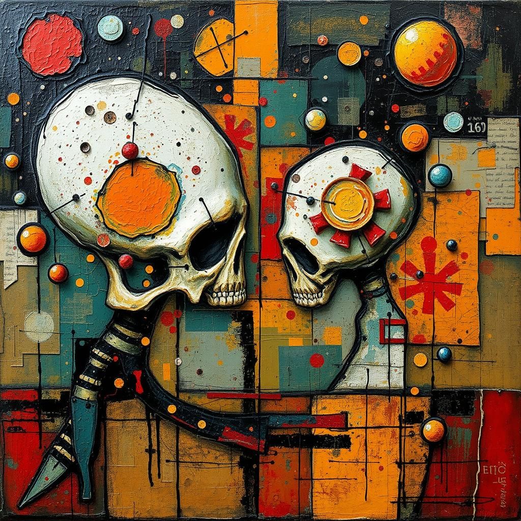 abstract egghead skulls