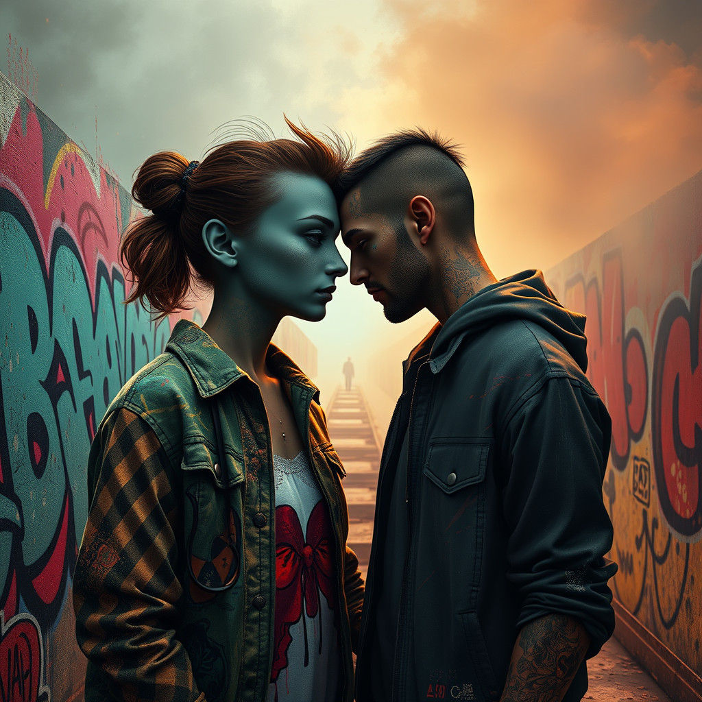 Graffiti Couple Portrait in Street Art Style