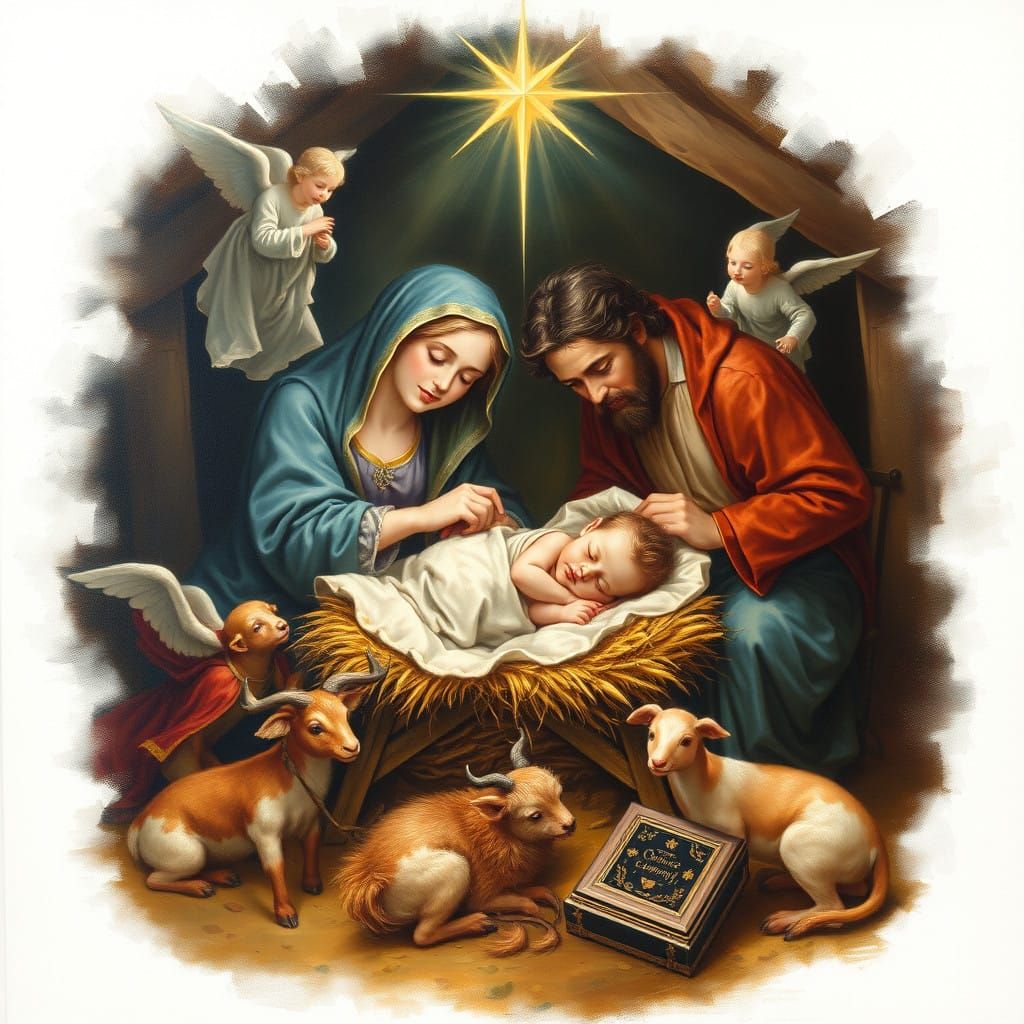 The Newborn Christ Child in a Serene Nativity Scene