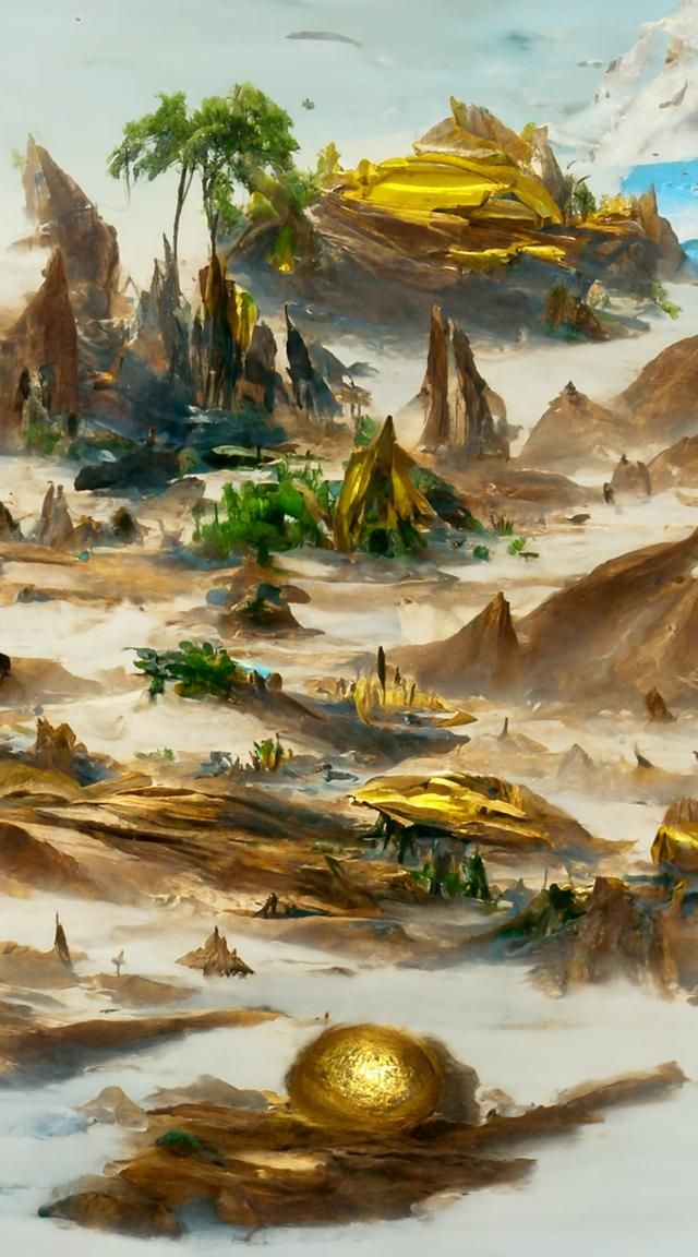 Golden Exotic Planet Landscape in 8K