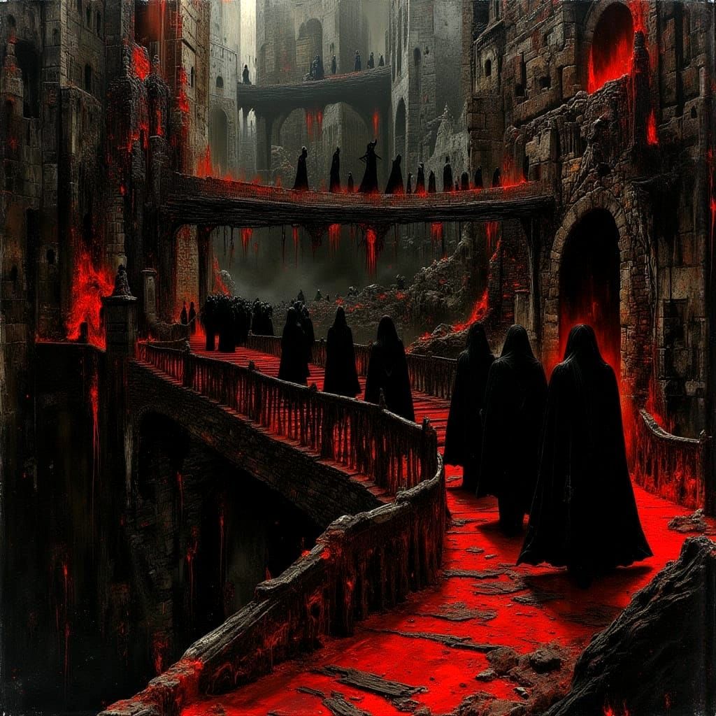 Dark Procession to Hades in Baroque Oil Style