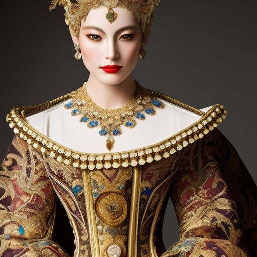 Venetian Masked Woman in Chiaroscuro Style