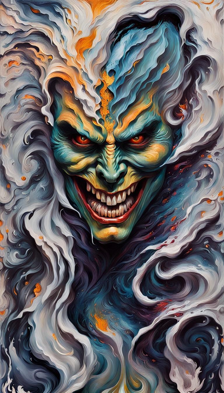 Hyperrealistic Evil Woman in Impasto Painting