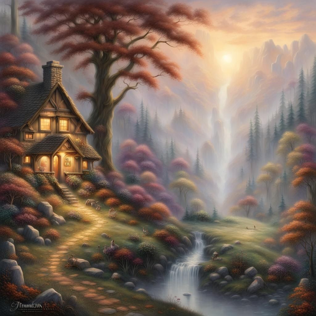 Ethereal Forest Witch's Cottage with Fox Den