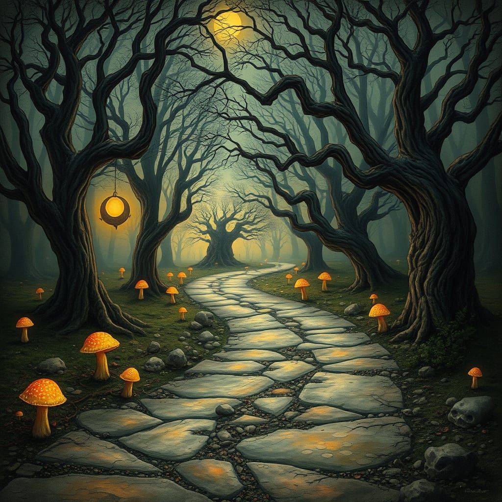 Symbolic Pathways in a Mystical Forest