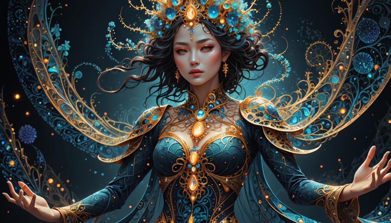 Mystic Female Character in Surreal Digital Art