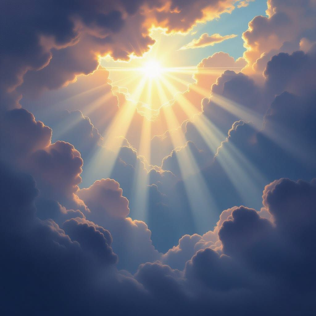 Divine Sunshine Through Storm Clouds in Turner Style