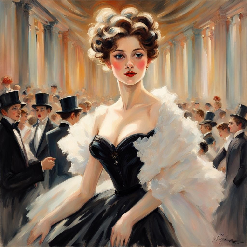 Elegant Woman at the Opera in 1900s Style