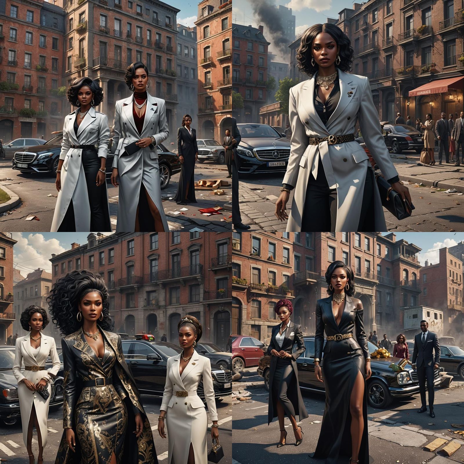 Four Mafia Dons Give Gifts: Detailed Matte Painting