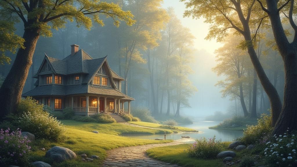 Ethereal Fantasy Thank You Script in Kinkade Style