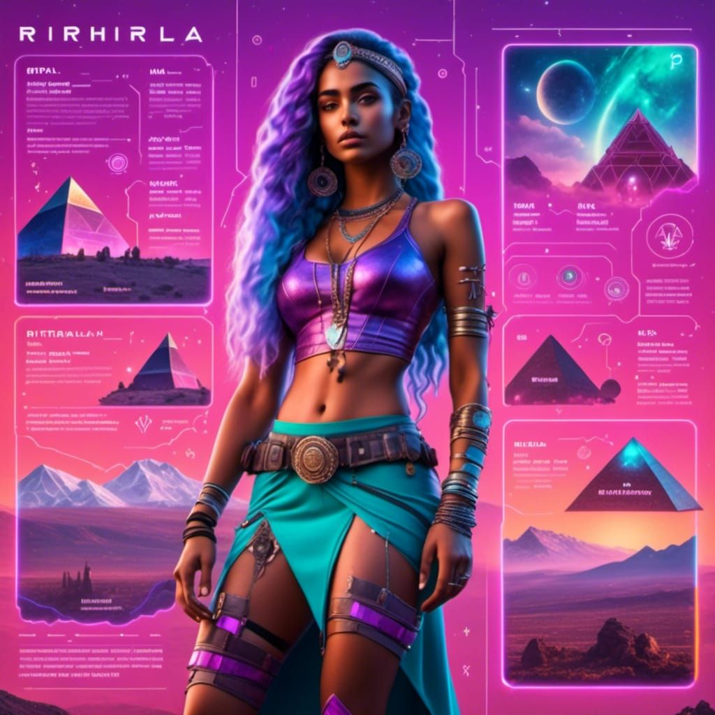 Monochrome Arab Girl with Blueprint Background