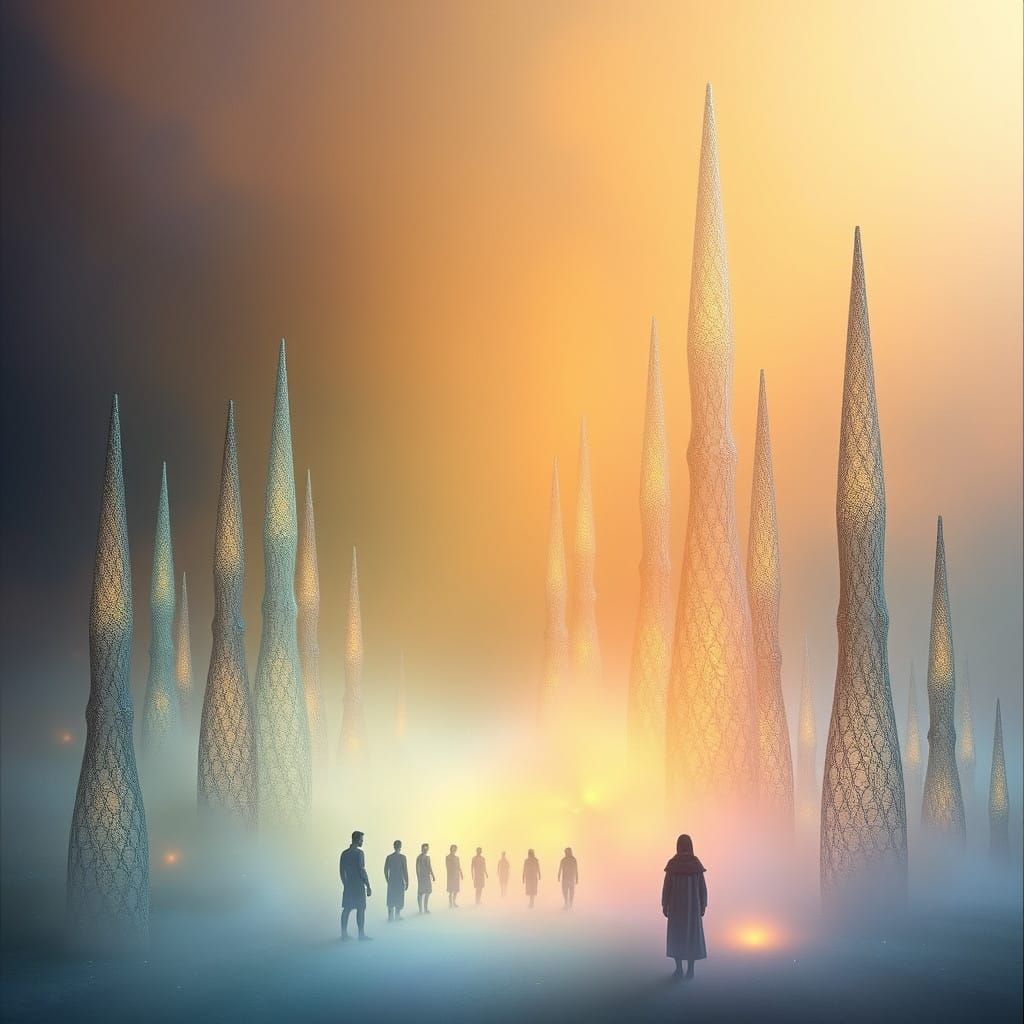 Ethereal Golden Realm with Iridescent Spires