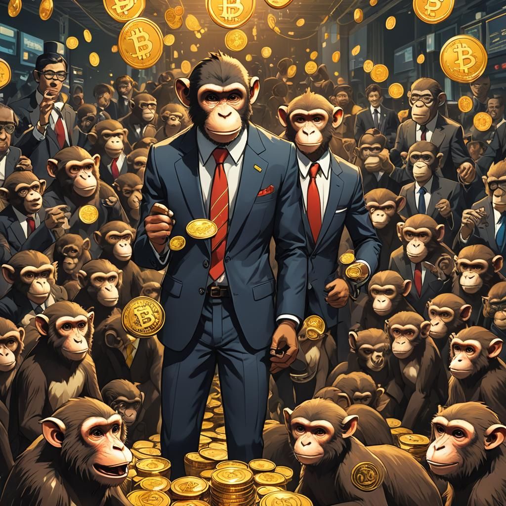 Investor Monkey Holds Bitcoin Amid Market Panic in Cel-Shade...