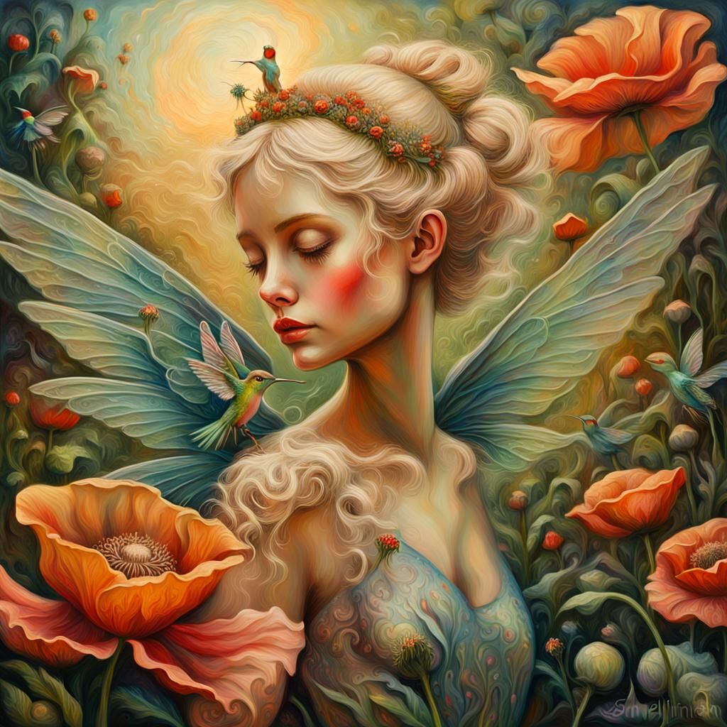 Surreal Fairy Flight Over Labyrinth Garden