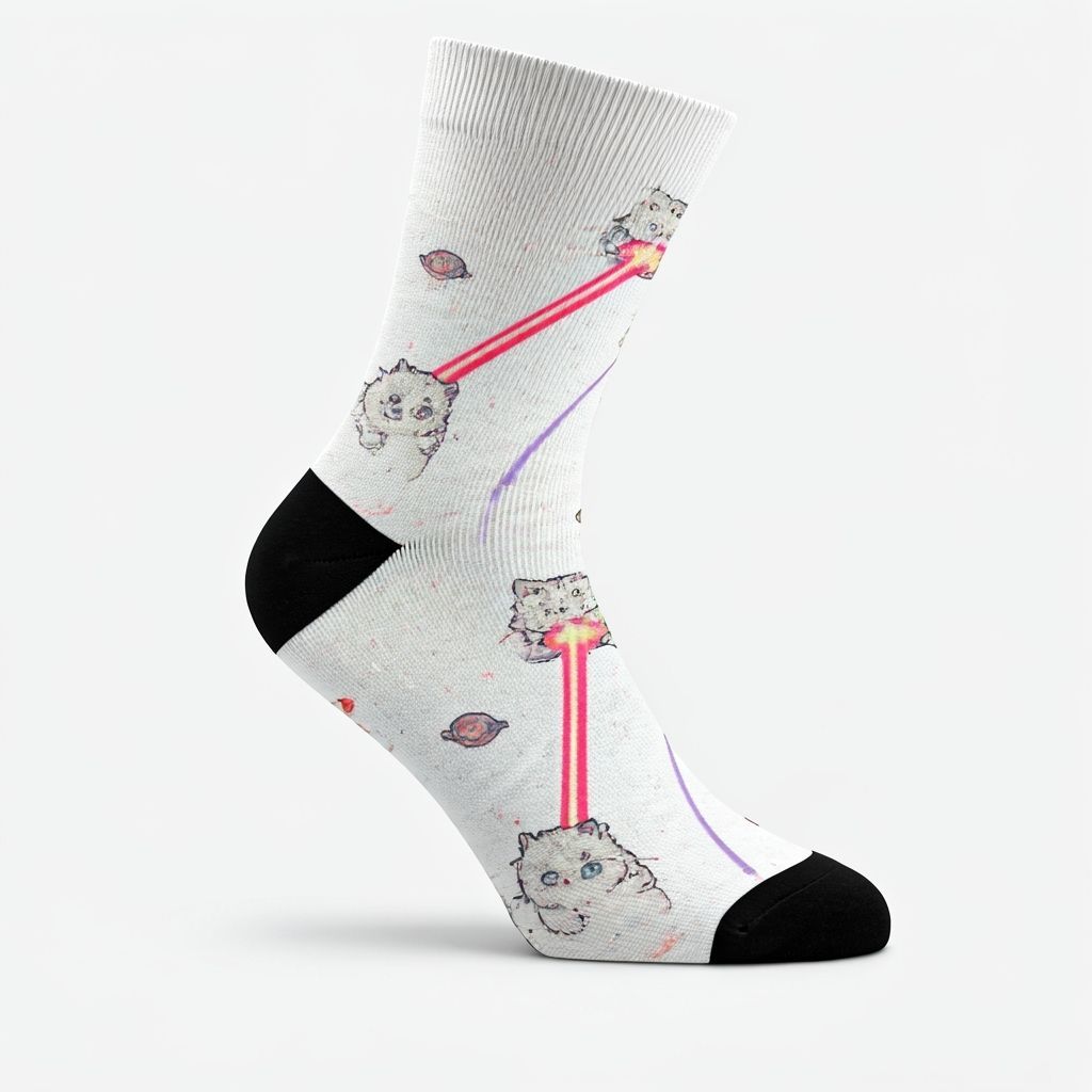 Laser Cats on Socks: Kawaii Pop Art Design