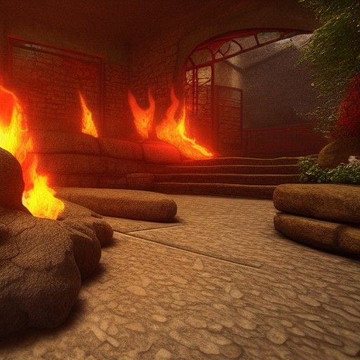 Garden Ablaze: Fiery Unreal Engine Landscape