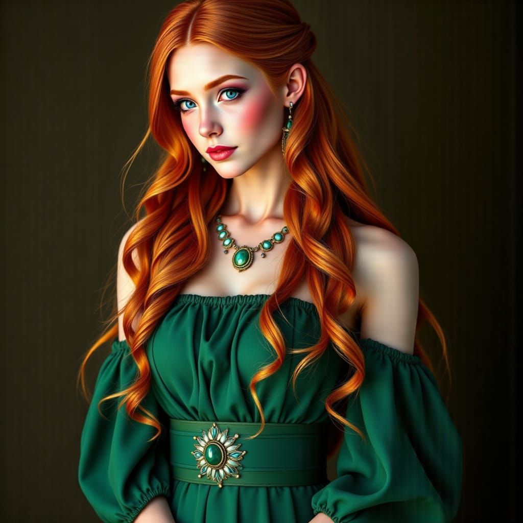 Ethereal Goddess in Emerald Green