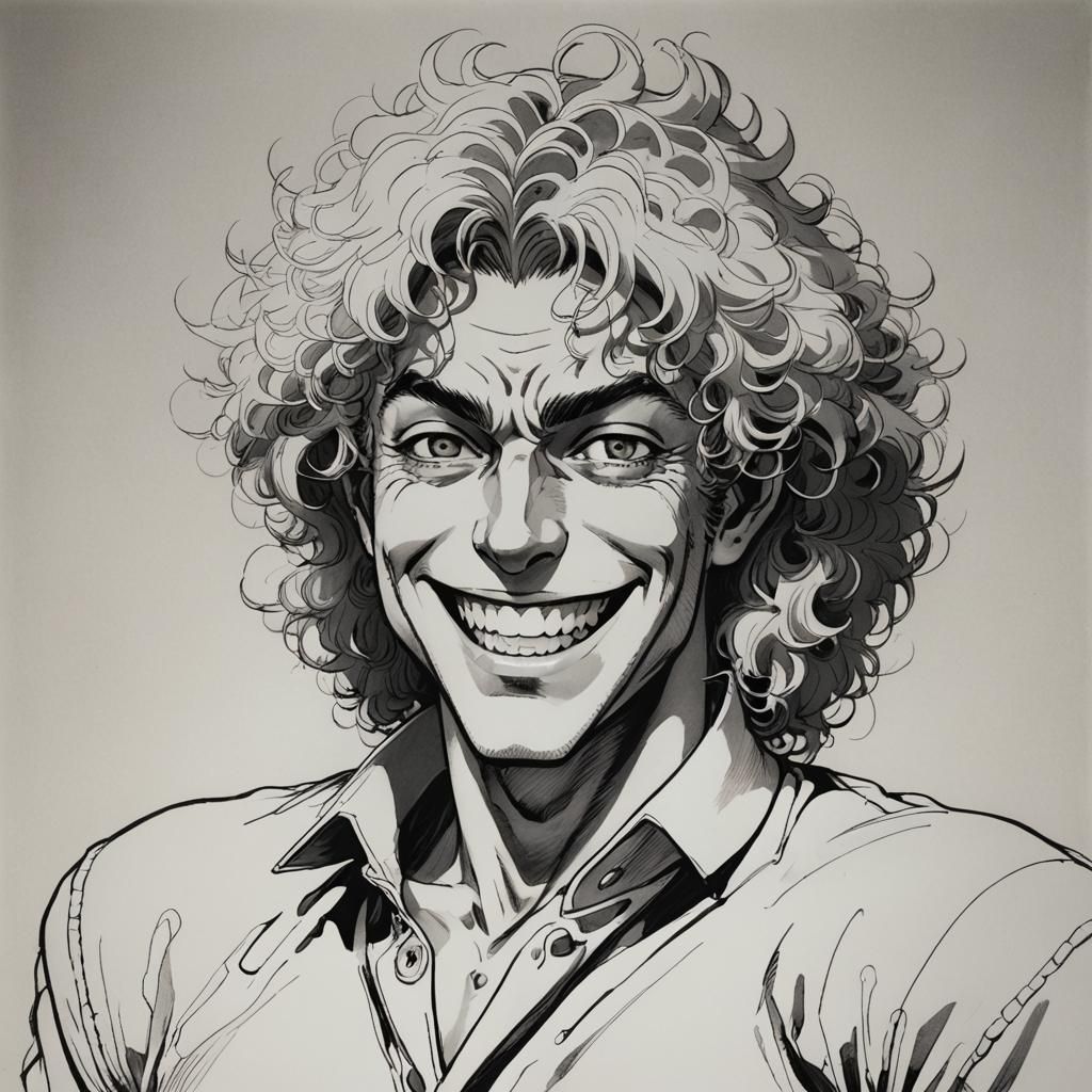Dio Brando Smiling, Araki-Style Portrait