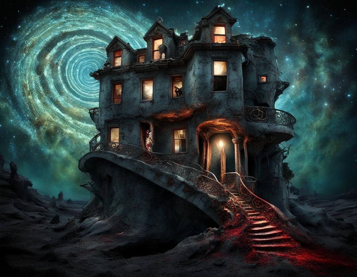 Surreal Spiral Portal to a Starry Galaxy