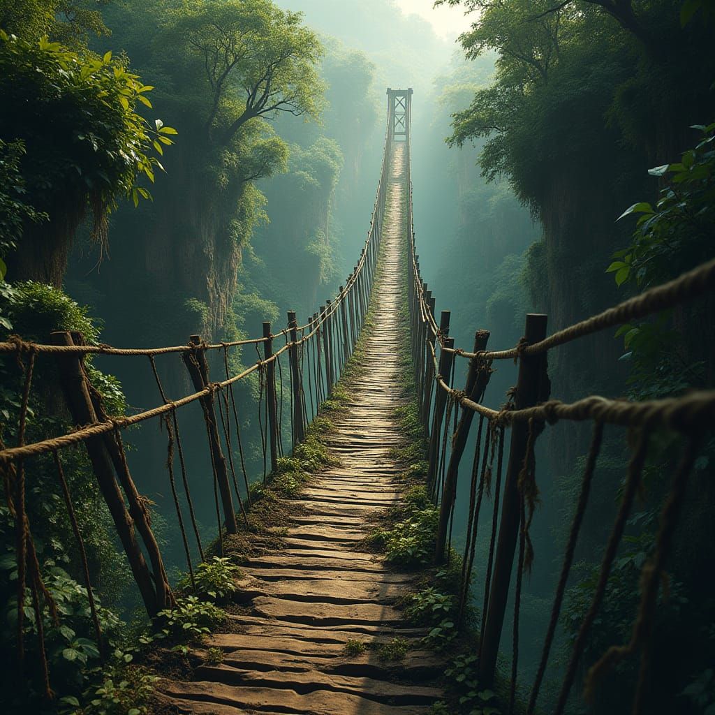 Daring Jungle Bridge in Photorealistic Style