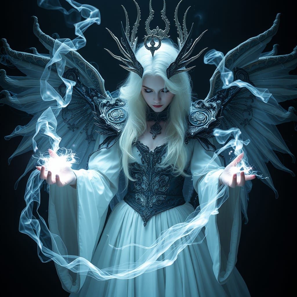 Mysterious Mage Weaving Magic in Avant-Garde Style