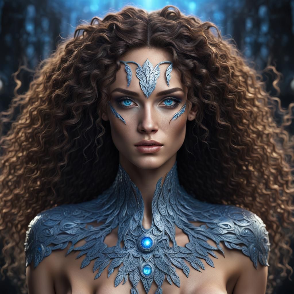 Portrait of a Beautiful Woman in a Detailed Matte Painting