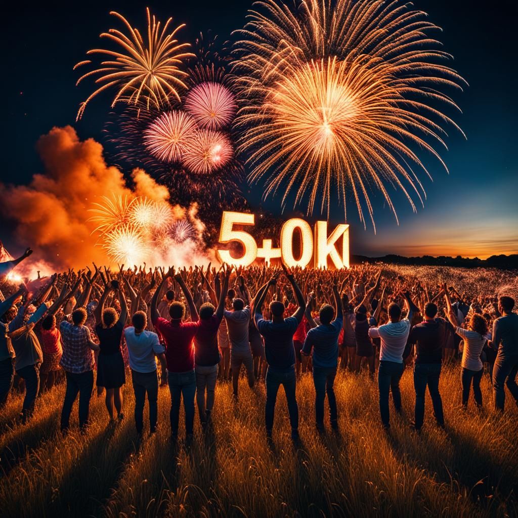 Diverse Group Celebrates with Fireworks Display