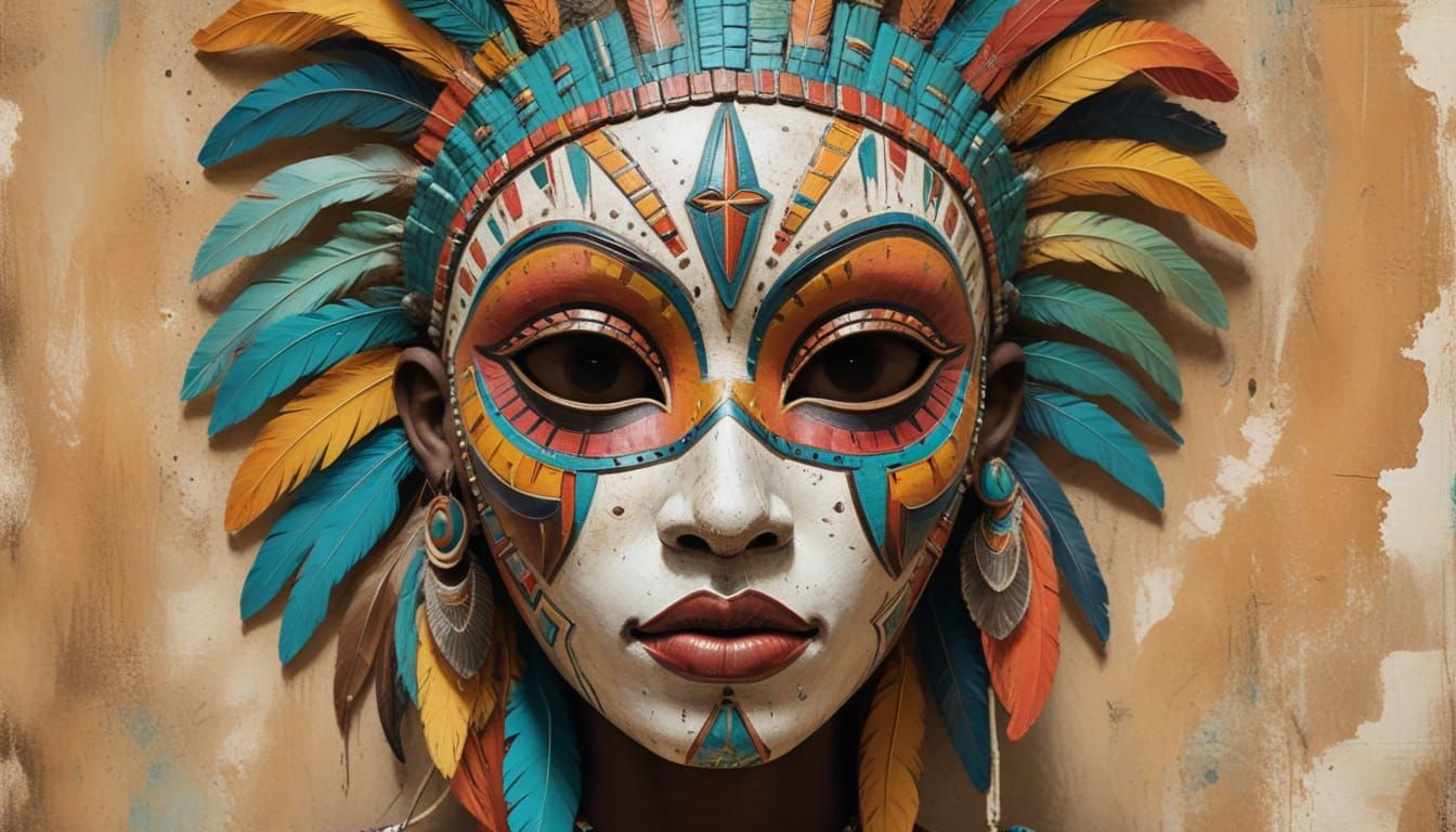 Vibrant African Portrait in Pastel, Textured Earthy Backgrou...