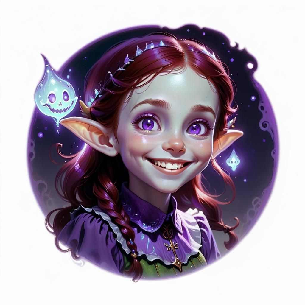 Bioluminescent Elf Girl Portrait in Rockwell Style