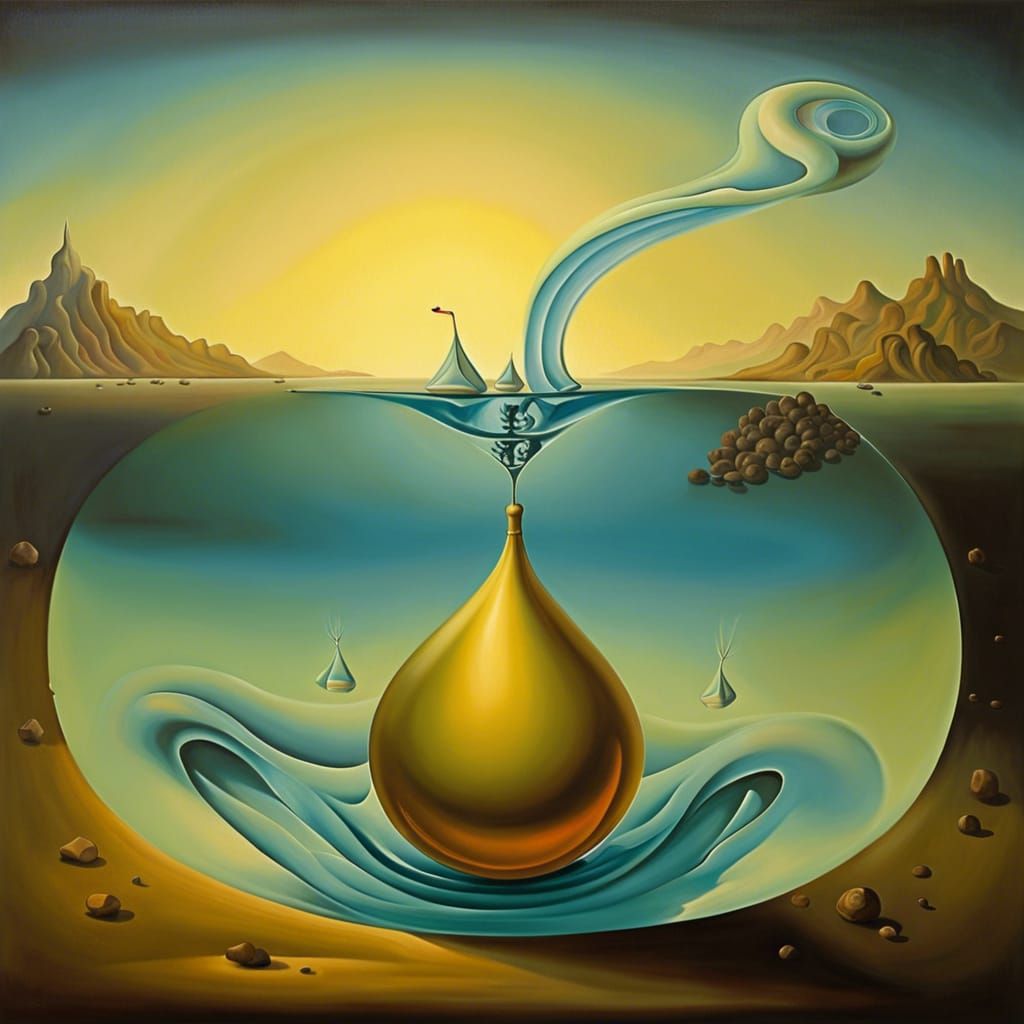 Surrealist Melting Landscape in Oil on Canvas