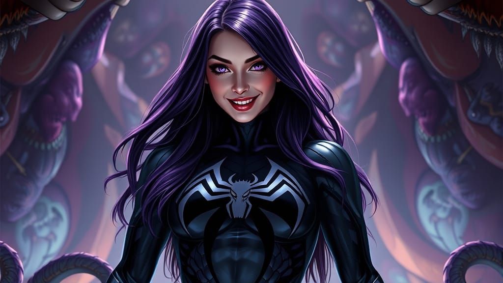 She-Venom: Dark Symbiote Goddess in Concept Art Style