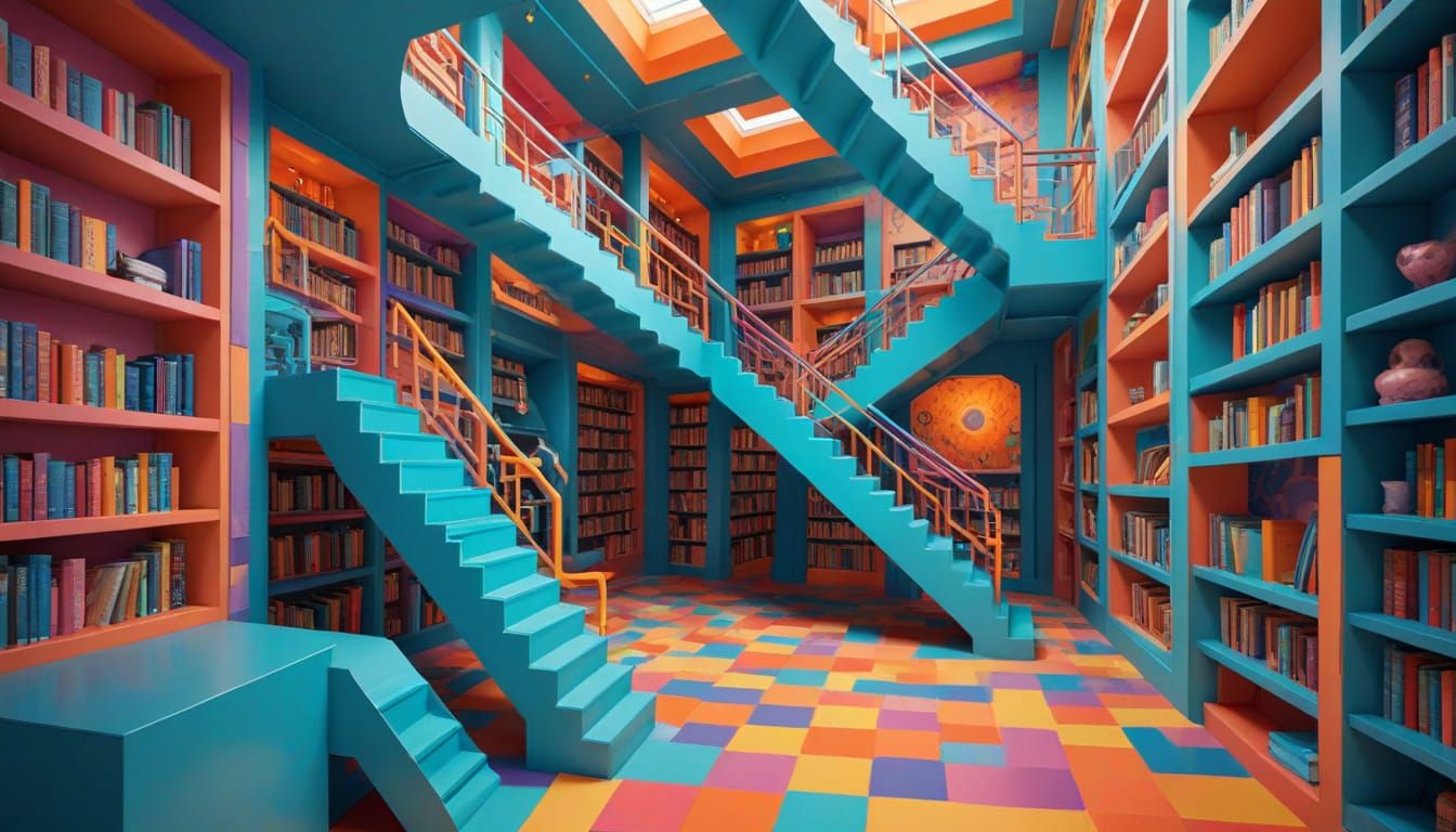 Infinite Kidcore Library with Impossible Geometry