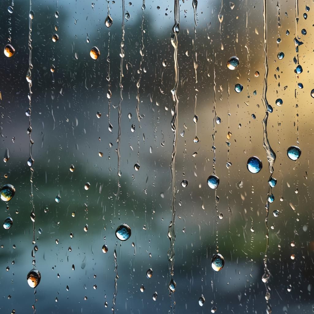 Hyperrealistic Raindrops on Glass: Splash Art Style