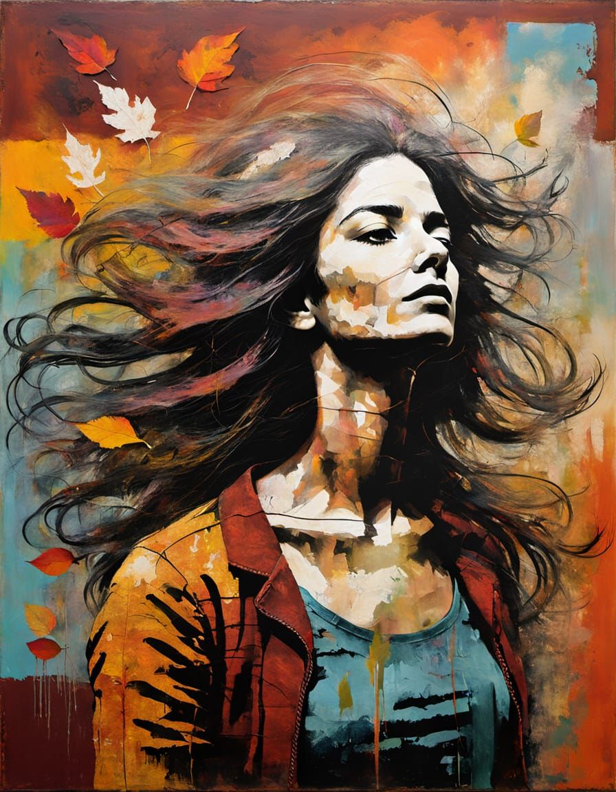 Abstract Portrait of Woman with Autumn Colors