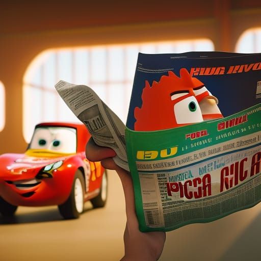 Chicken Reads Lightning McQueen News: Pixar-Inspired Art