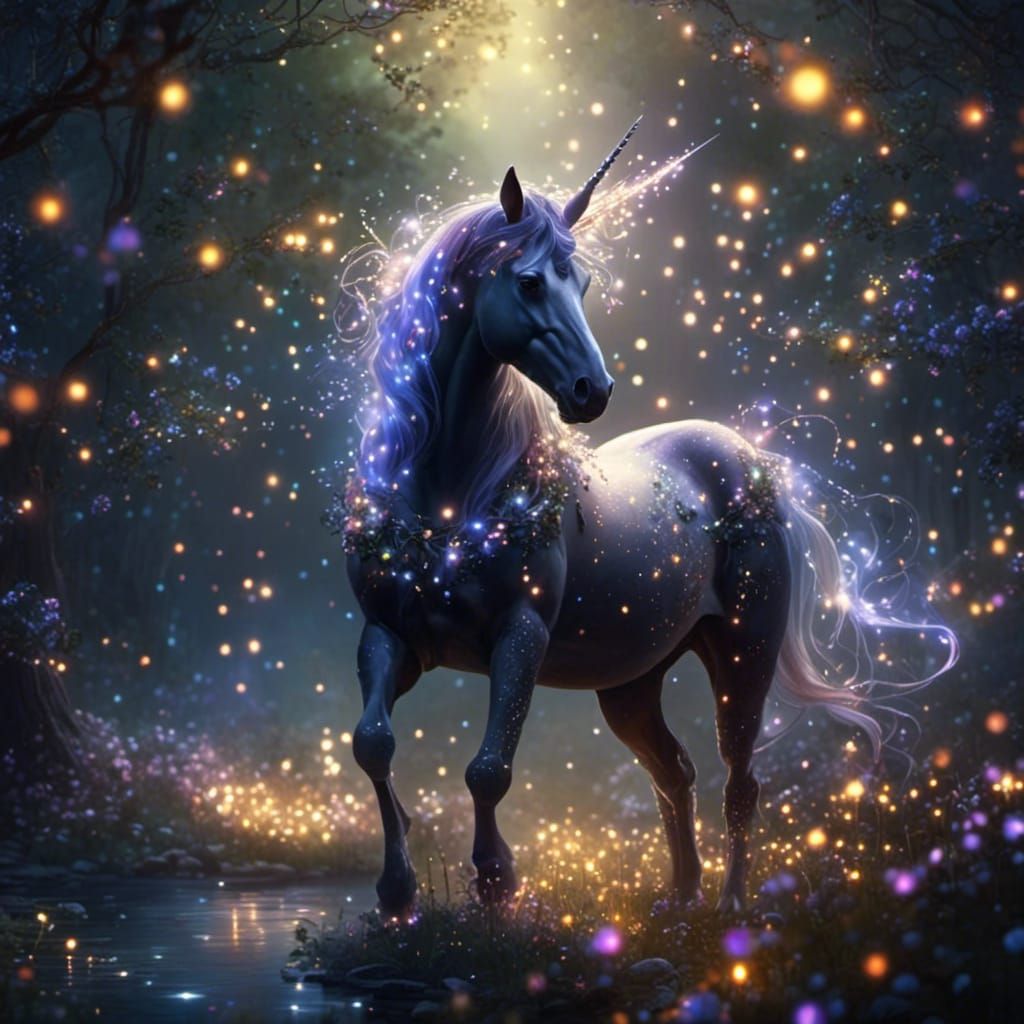 Mystical Fey Unicorn in Enchanted Forest