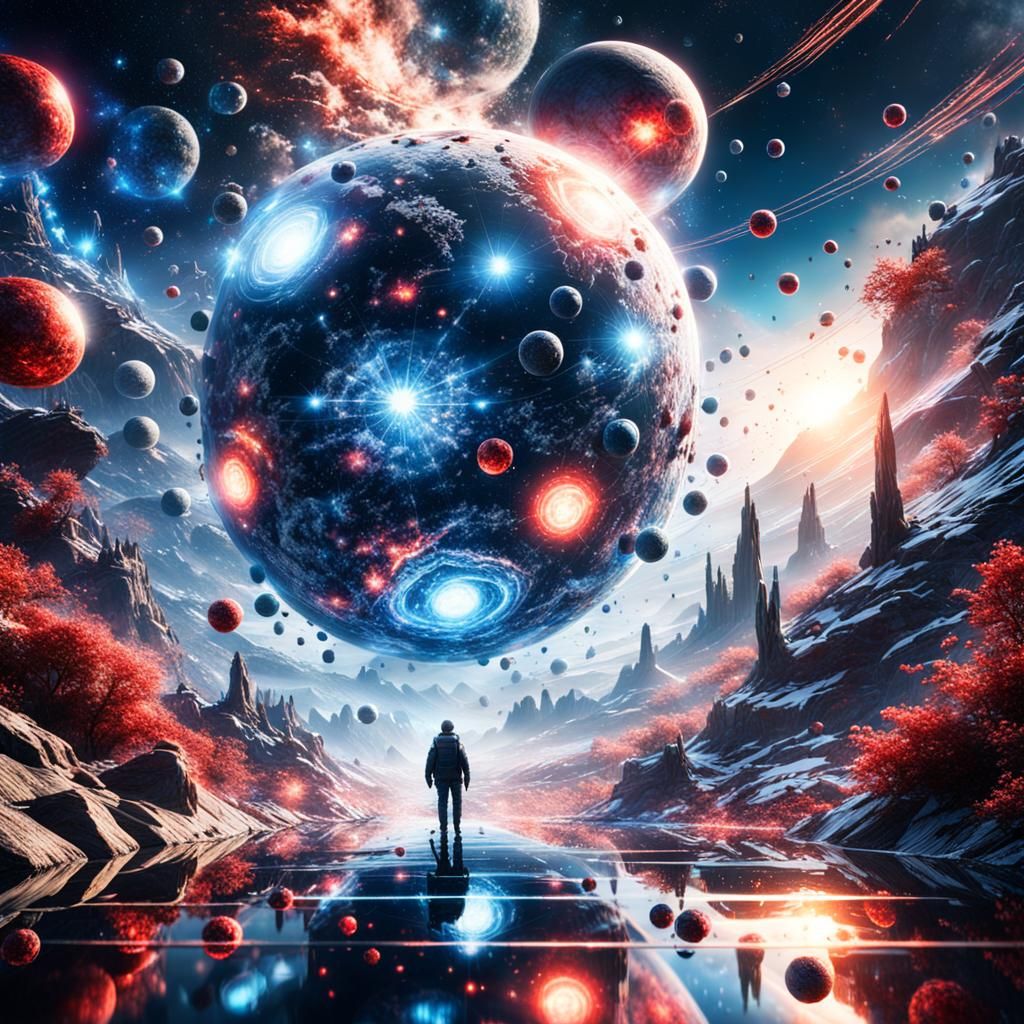 Dreamlike Universal Void with Orbs and Supernova