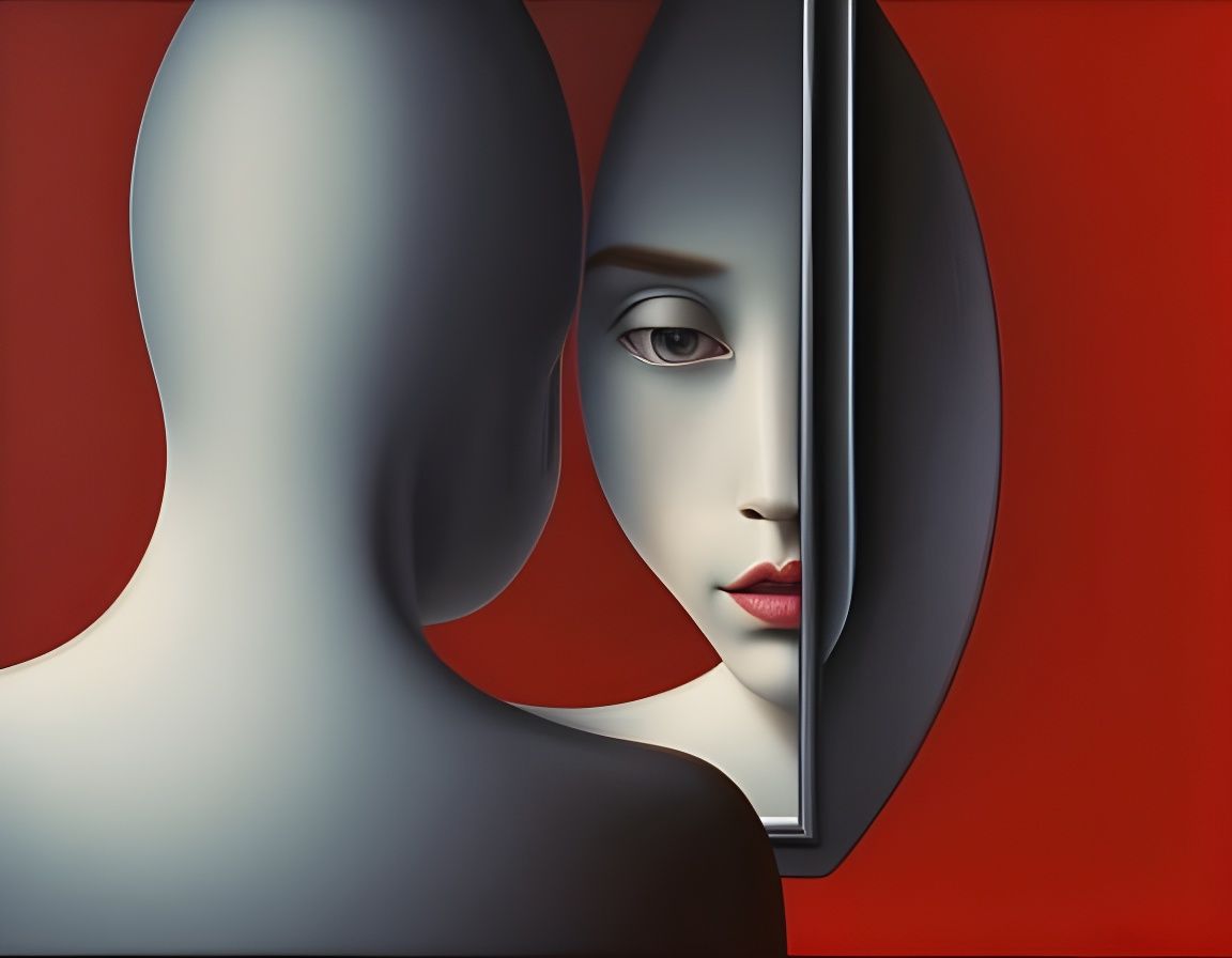 Face Appears in Mirror: Abstract Acrylic Art