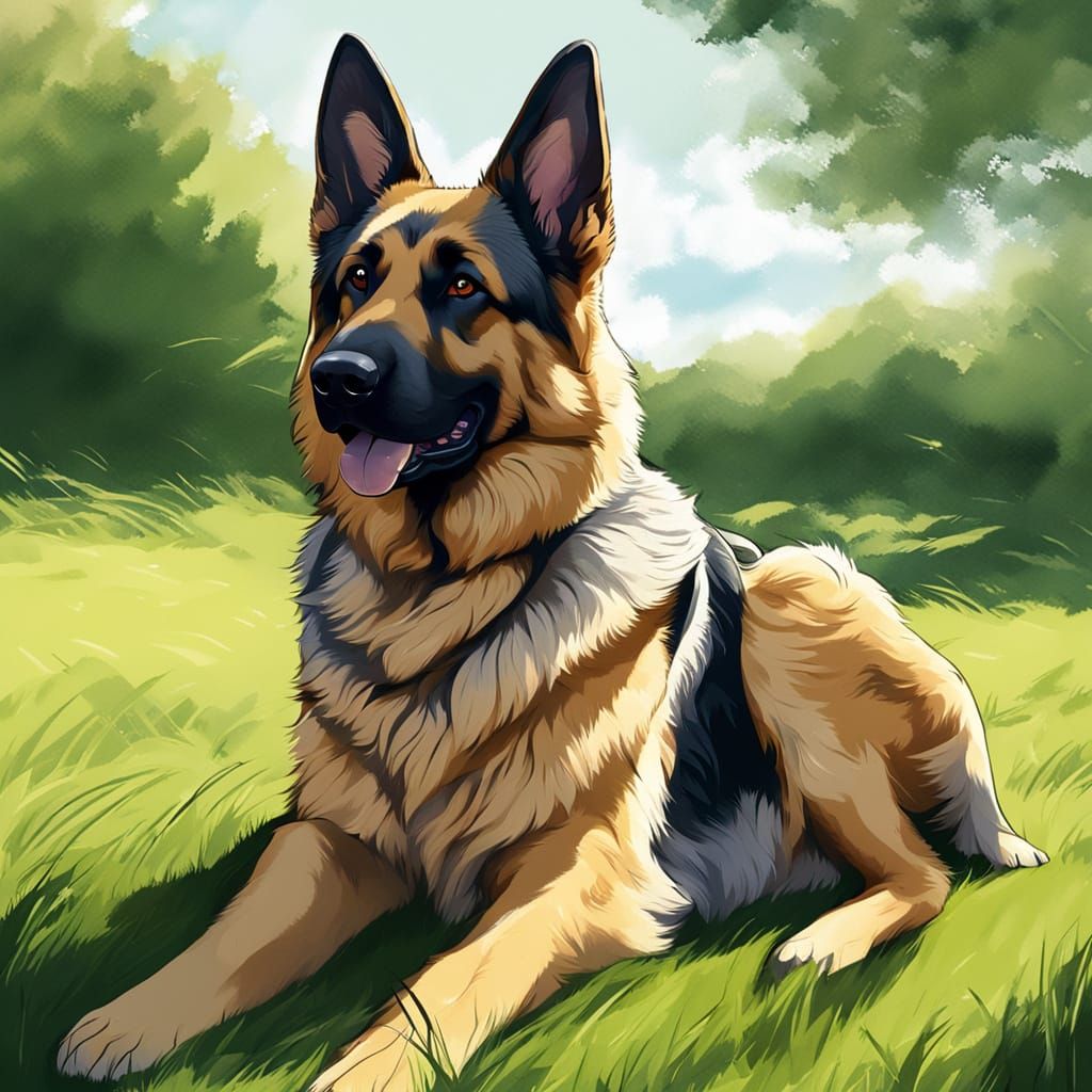 German Shepherd in Serene Natural Setting
