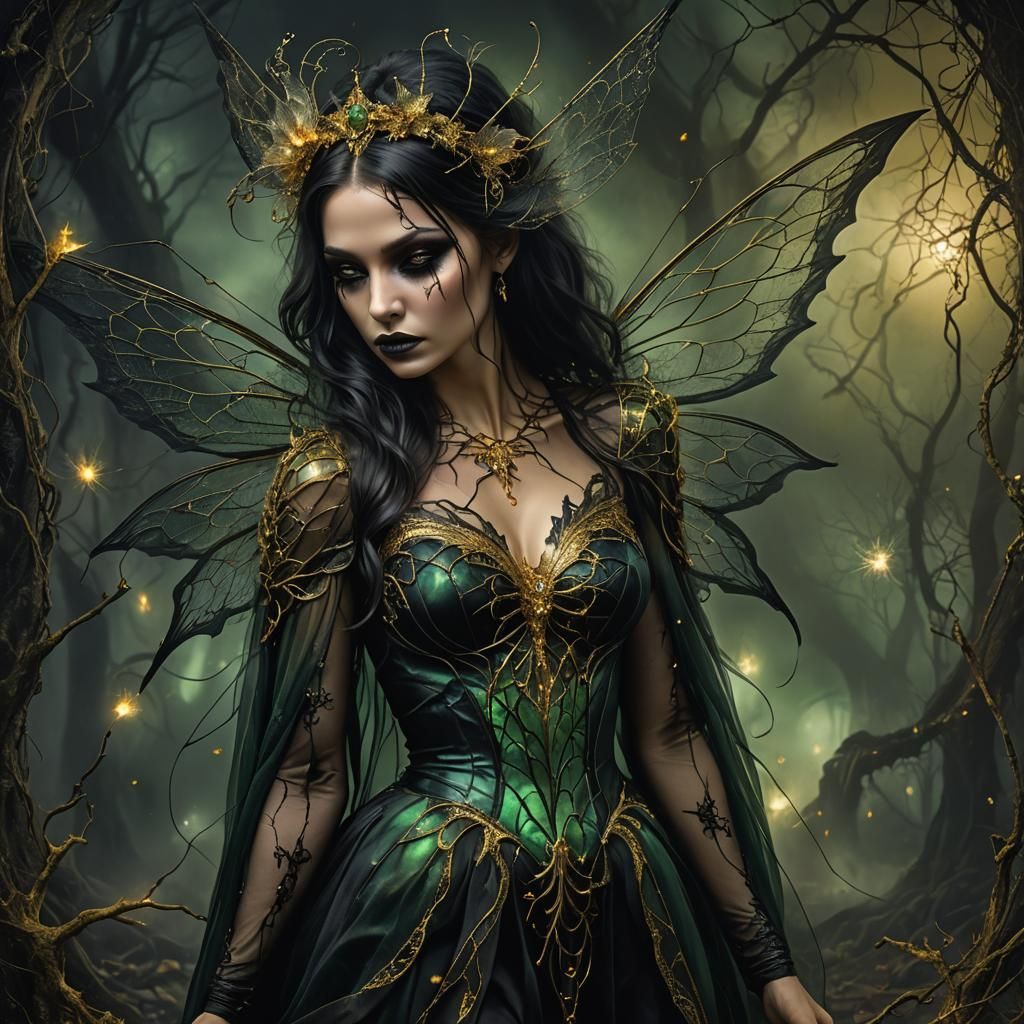 Cursed Crystal Fairy with Undead Aura in Surrealist Art