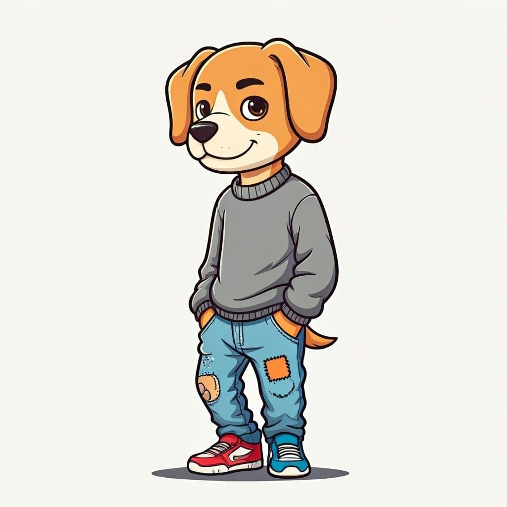 Friendly Dog Character in Modern Cartoon Style