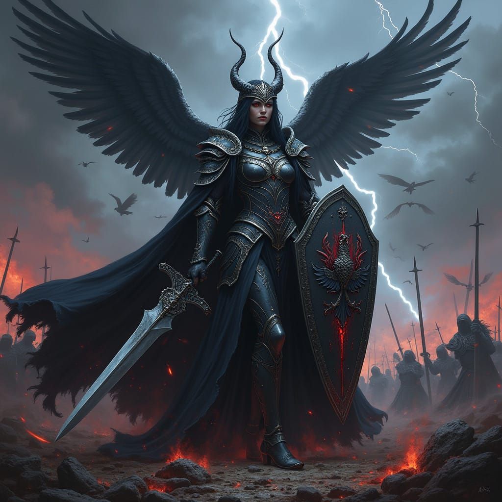 War Queen of Death in Epic Cyberpunk Battle Scene