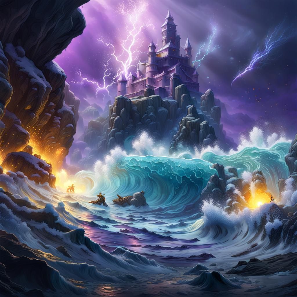 Ocean Blast in Dark Fantasy Style