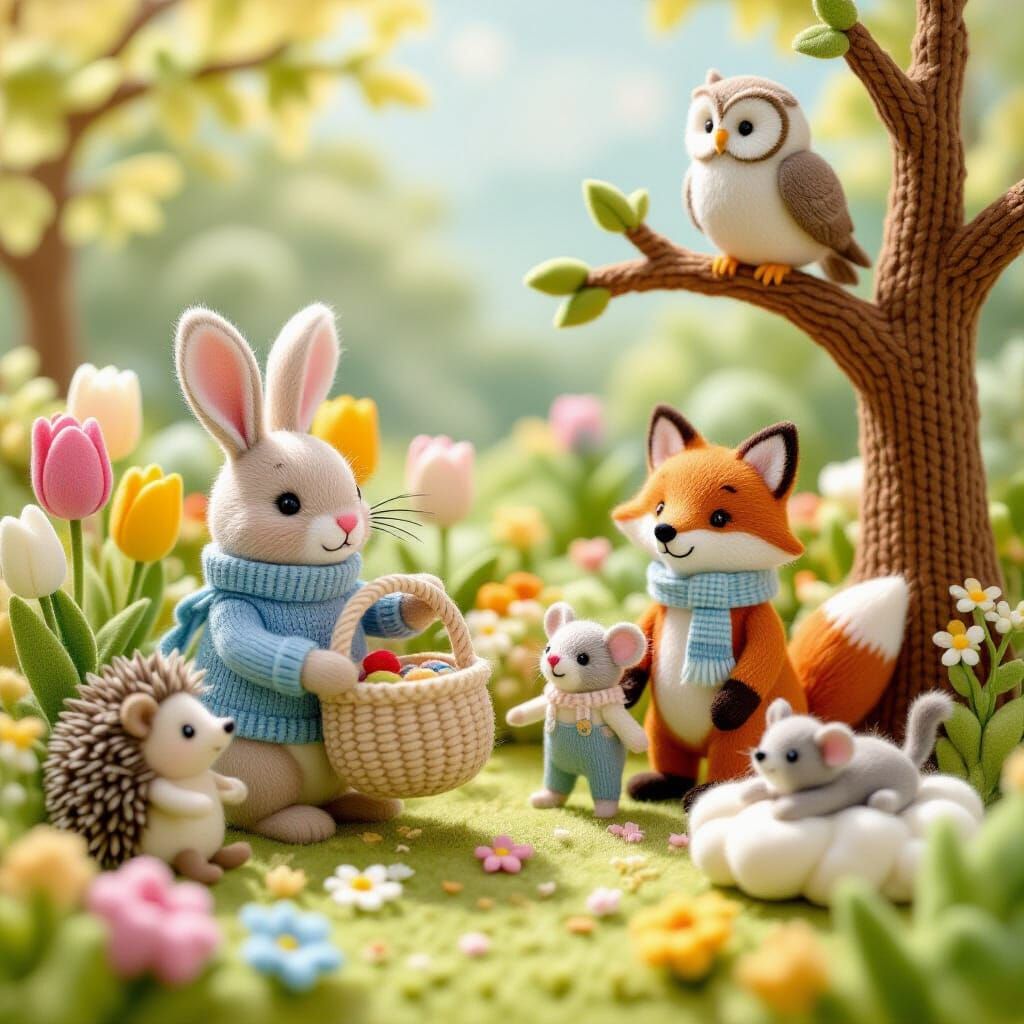 Felted Animal Friends in Handcrafted Wonderland