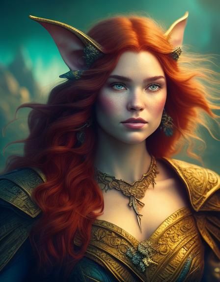 Fantasy Elf Collecting Crystals in Comic Book Art