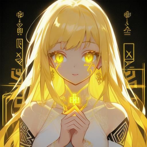 Blonde Woman with Glowing Runic Tattoos