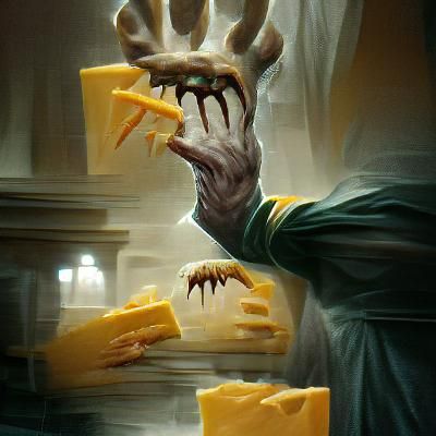 Sinister Cheese Hands: A Fantasy Art Depiction
