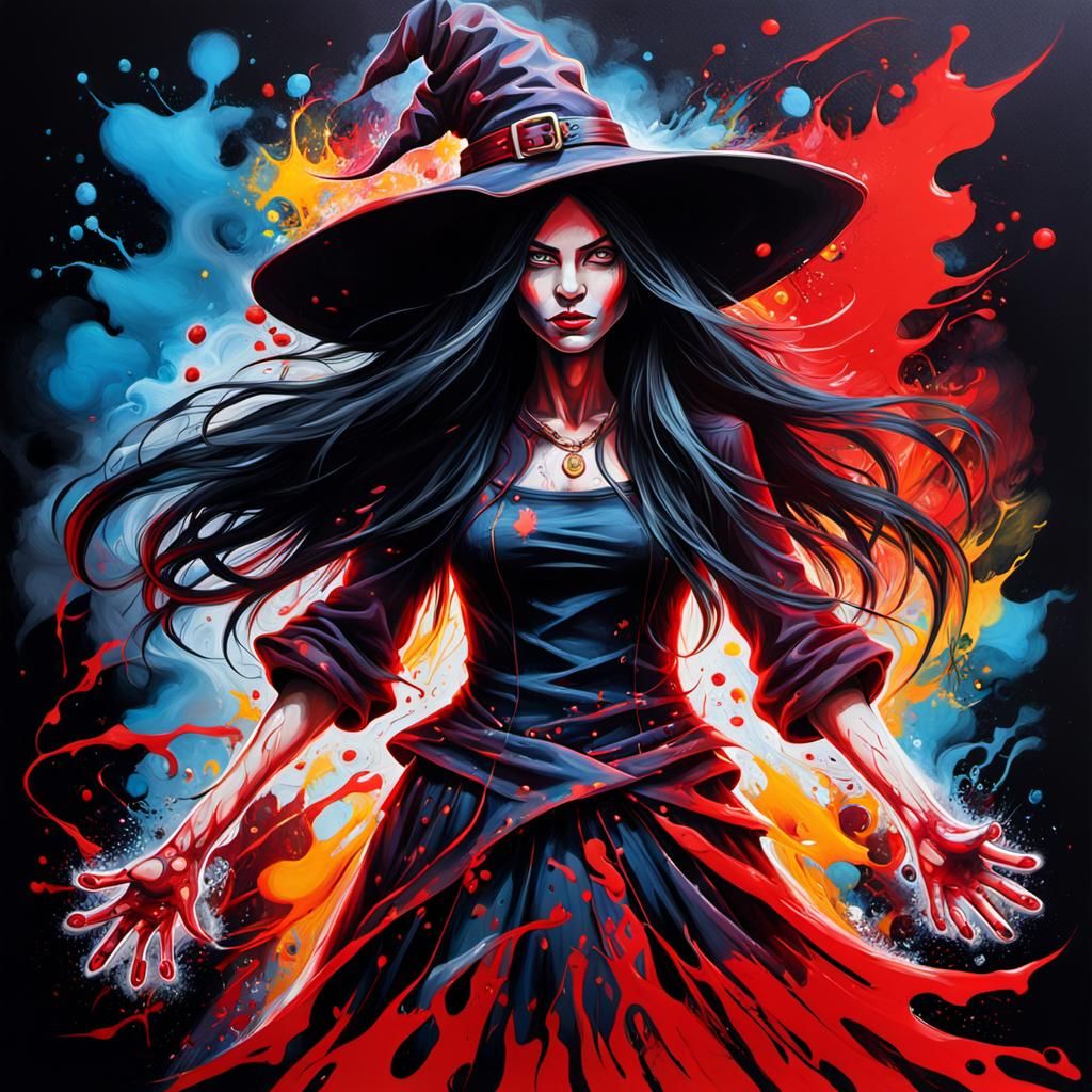 Vibrant Graffiti Art of a Beautiful Witch